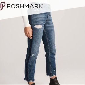 Abercrombie Racing + Raw edge Straight Leg jean